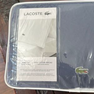 Lacoste percale cal king sheet set. Nib.